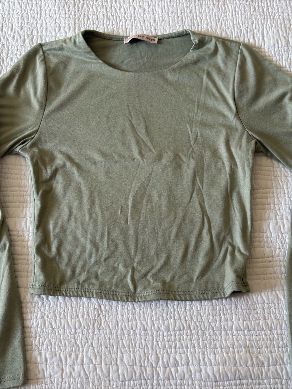 Sincerely Jules Olive Green Long Sleeve Crewneck Top